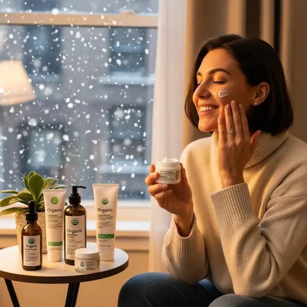 Cozy winter skincare routine in NYC — organic products